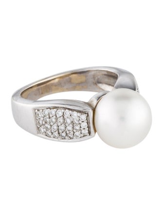 Ring 14K Pearl & Diamond Cocktail Ring