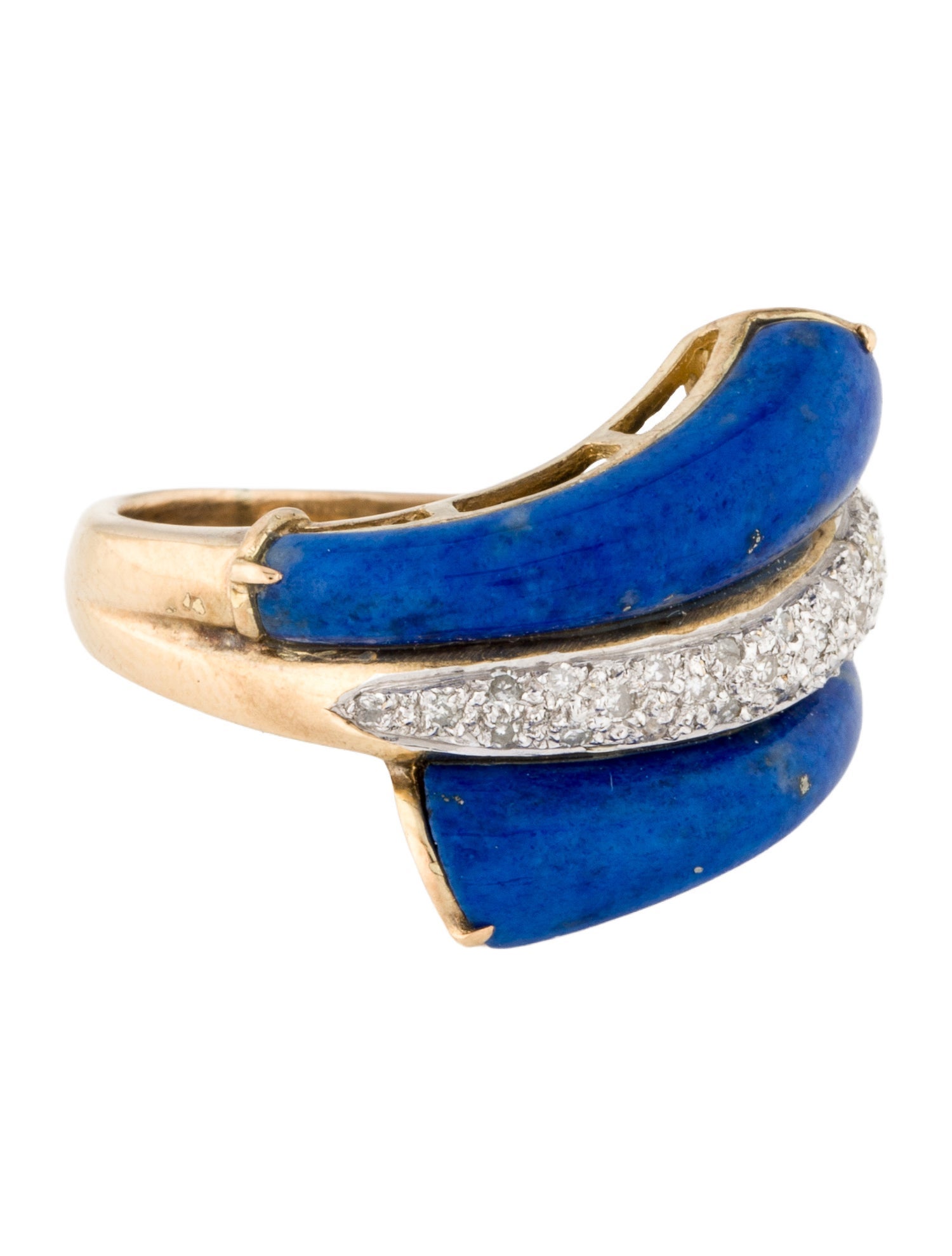 Ring 14K Lapis Lazuli & Diamond Cocktail Ring