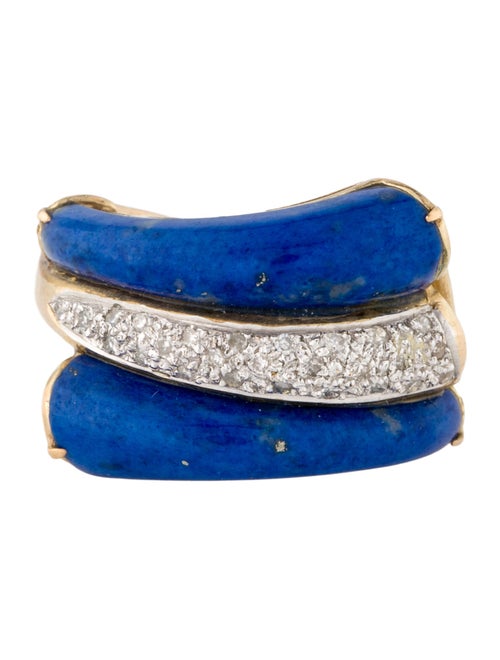 Ring 14K Lapis Lazuli & Diamond Cocktail Ring
