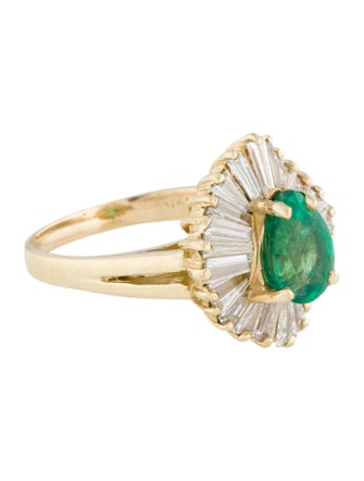 Ring 14K 1.14ct Emerald & Diamond Cocktail Ring