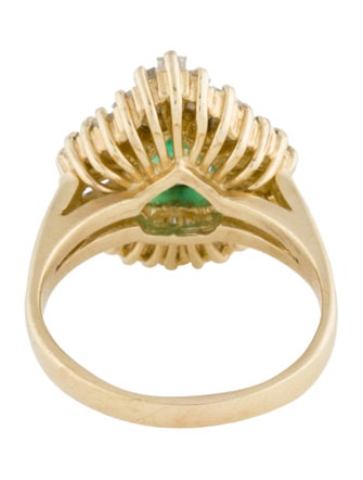 Ring 14K 1.14ct Emerald & Diamond Cocktail Ring