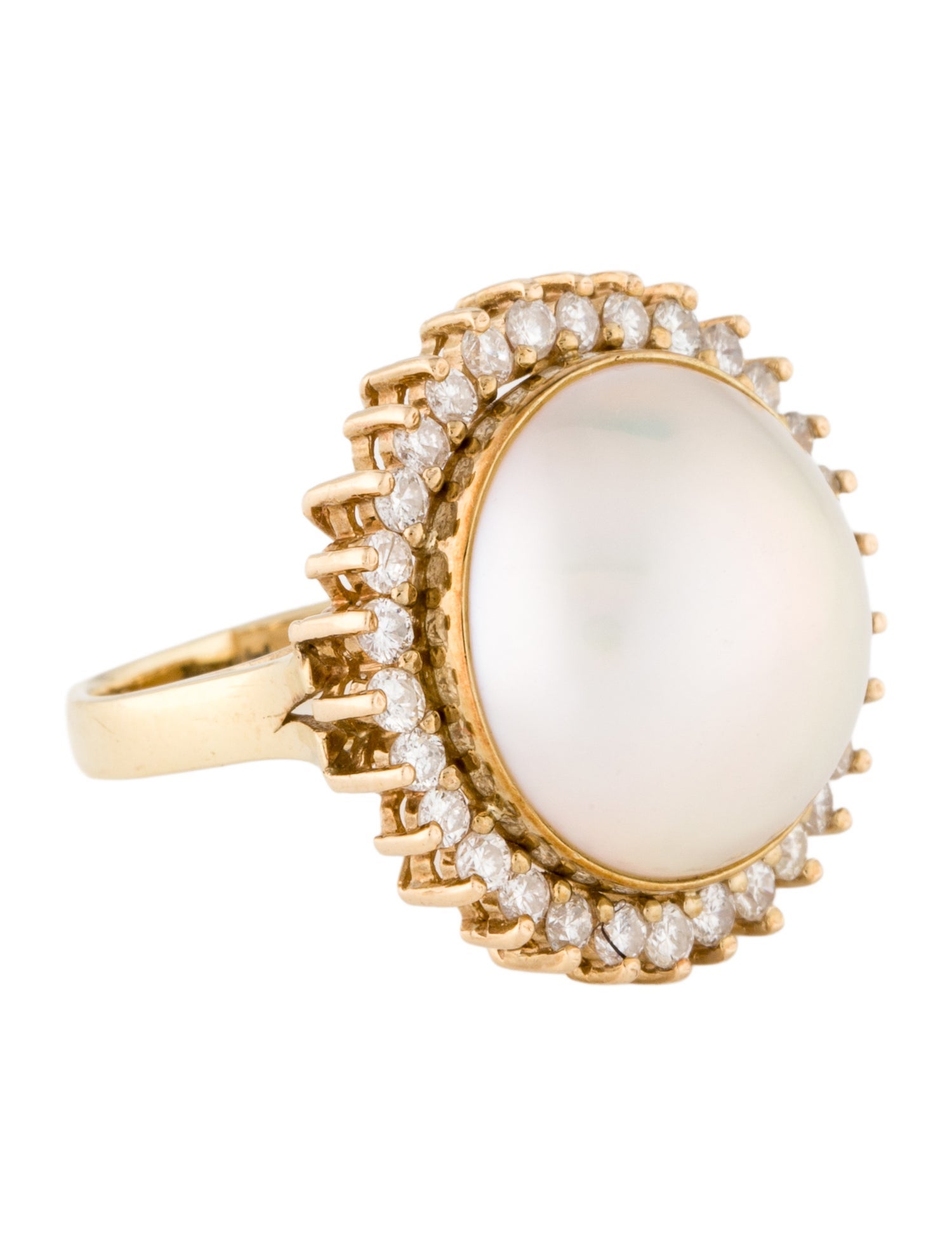 Ring 14K Pearl & Diamond Cocktail Ring