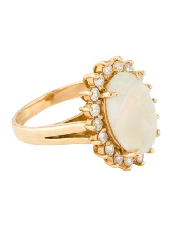 Ring 14K Opal & Diamond Cocktail Ring