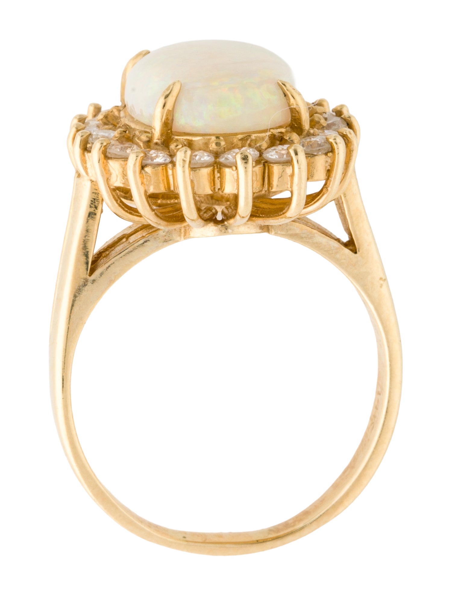 Ring 14K Opal & Diamond Cocktail Ring