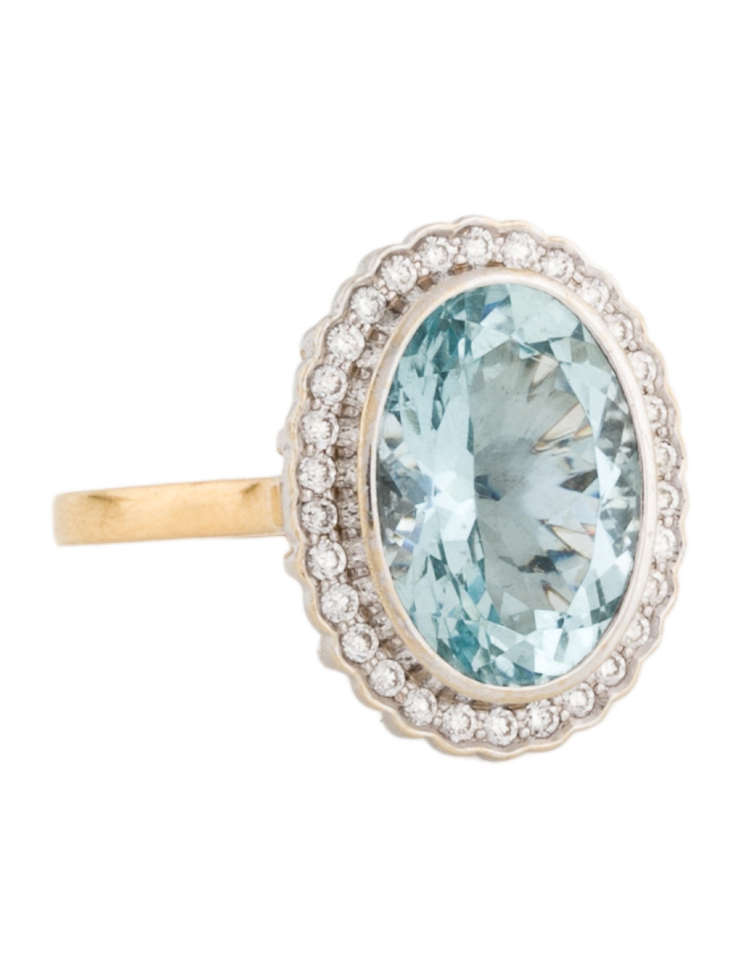 Ring 18K Aquamarine & Diamond Cocktail Ring