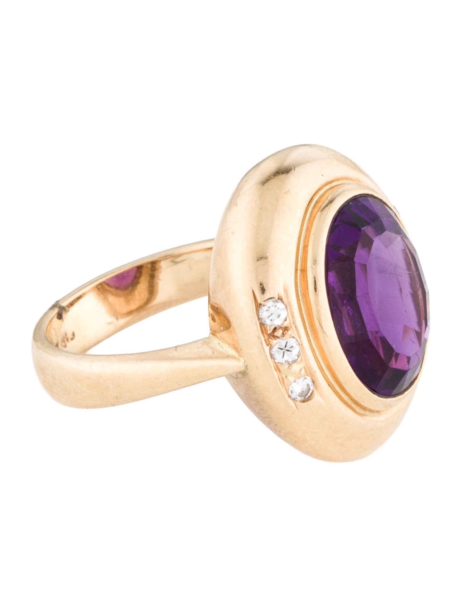 Ring 14K 4.27ct Amethyst & Diamond Cocktail Ring