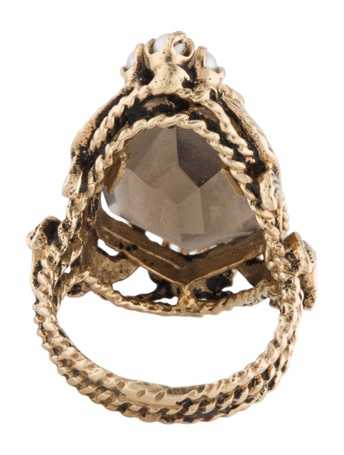 Ring 14K Pearl & Smoky Quartz Cocktail Ring