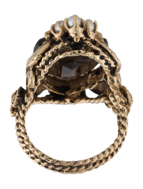 Ring 14K Pearl & Smoky Quartz Cocktail Ring