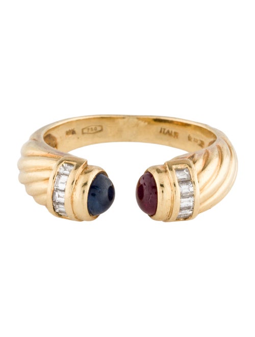 Ring 18K Ruby & Sapphire Accented Diamond OPen Band