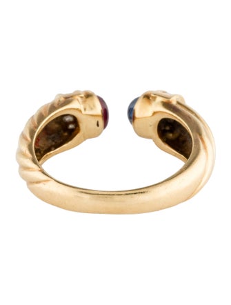 Ring 18K Ruby & Sapphire Accented Diamond OPen Band