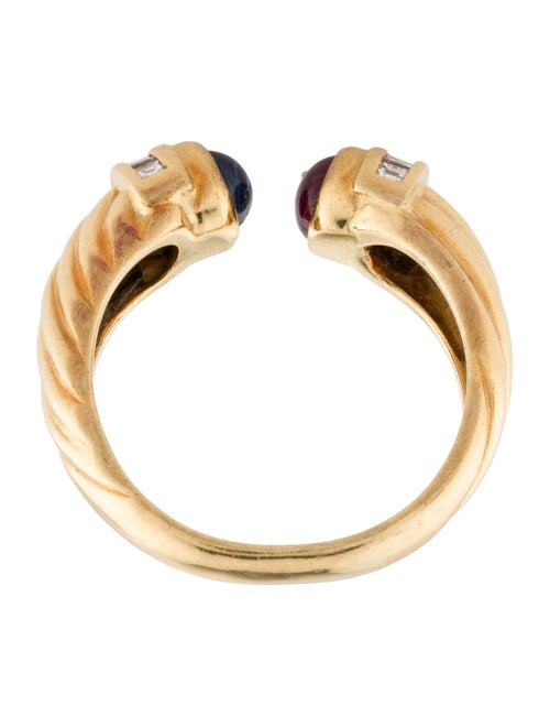 Ring 18K Ruby & Sapphire Accented Diamond OPen Band