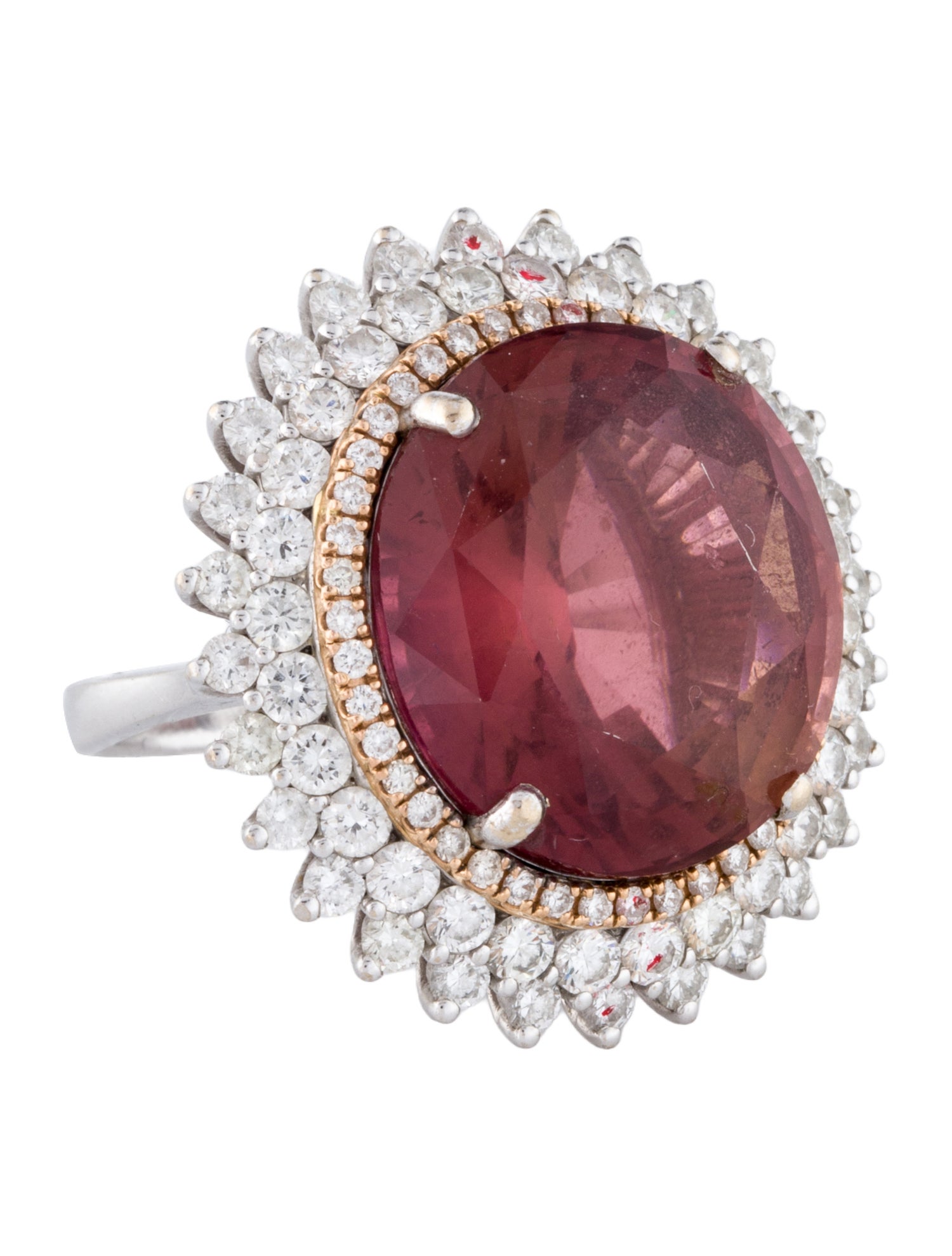 Ring 18K 13.79ctw Tourmaline & Diamond Two-Tone Cocktail