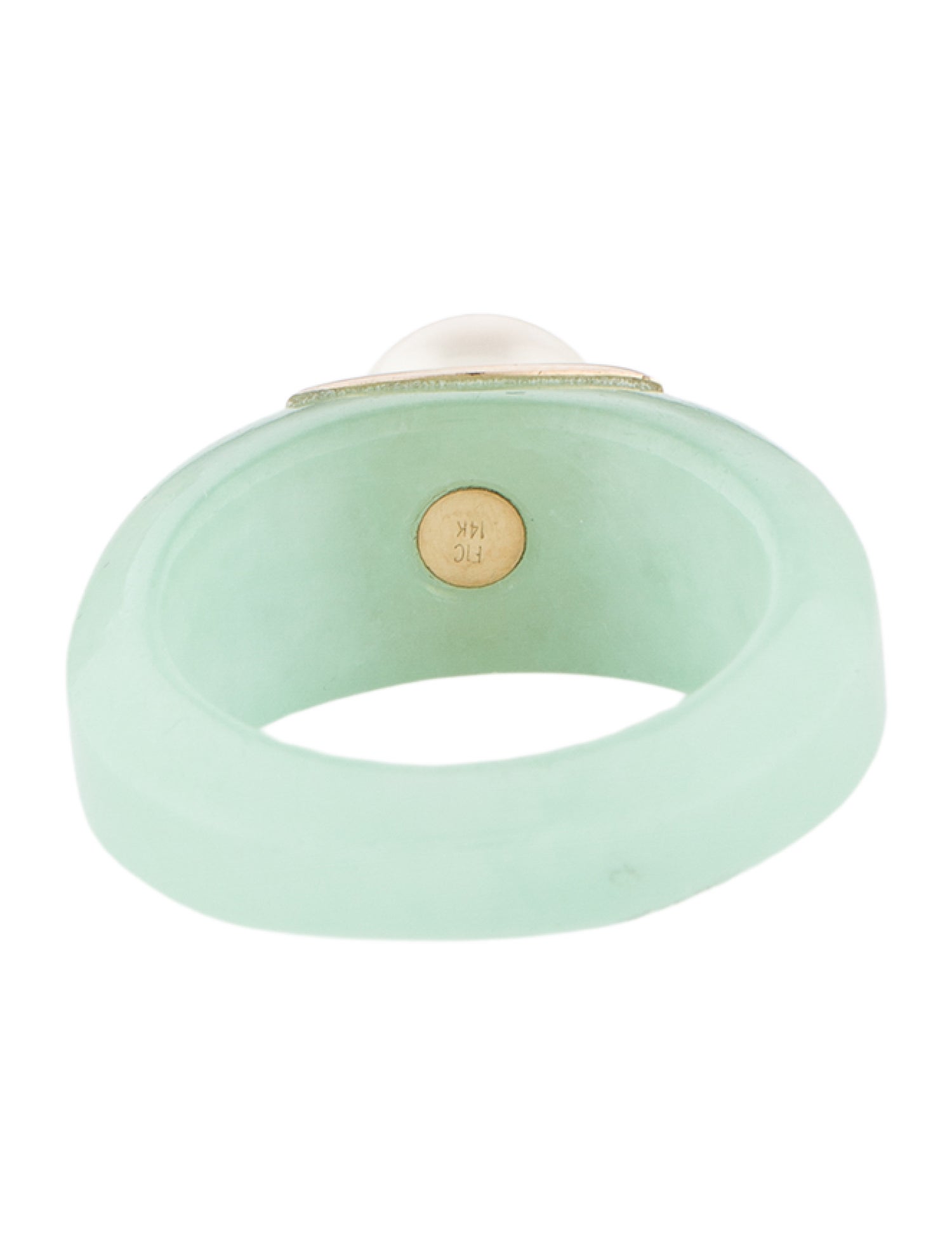 Ring 14K Pearl & Jadeite Cocktail Ring