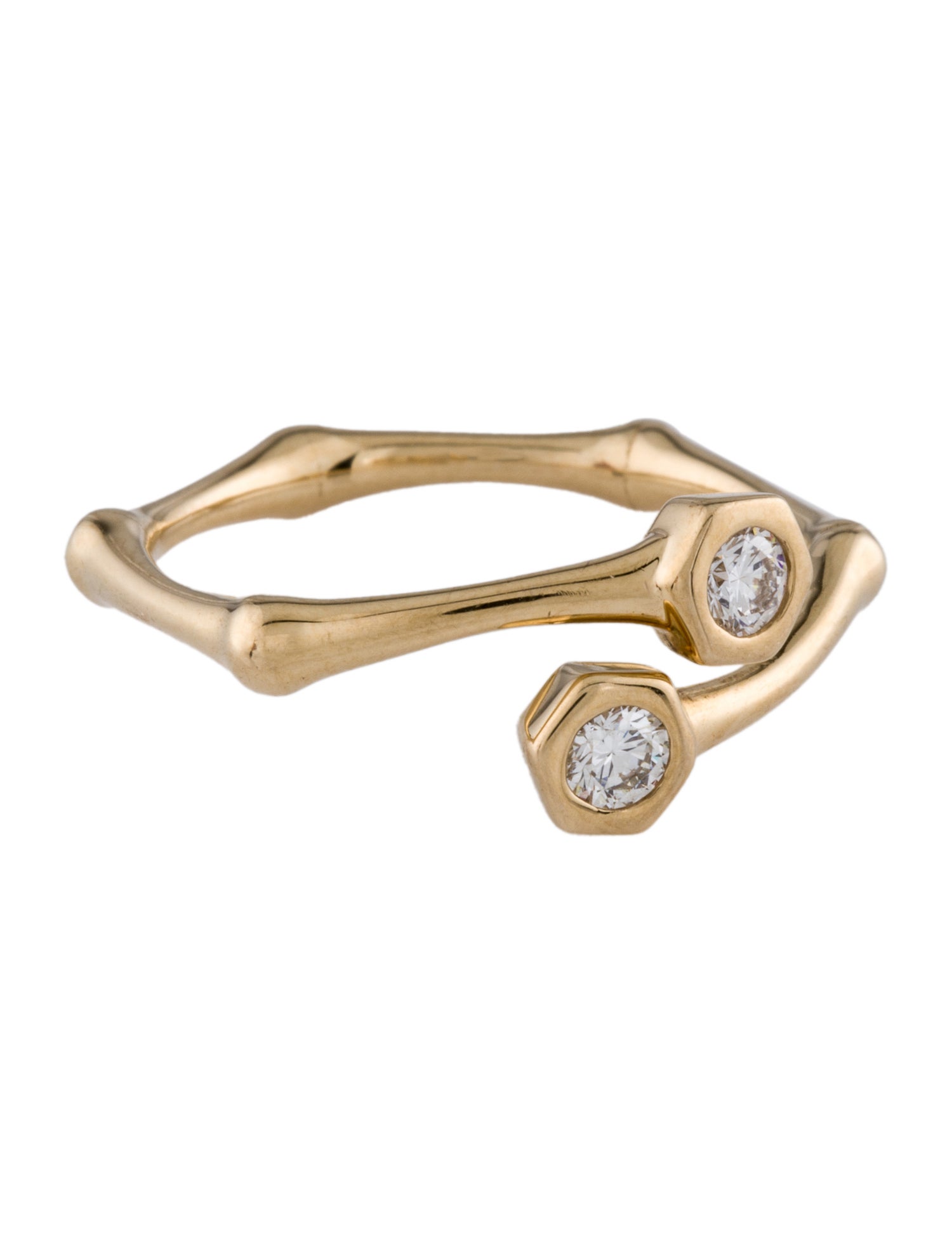Ring 14K Diamond Bamboo Bypass