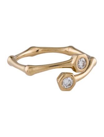 Ring 14K Diamond Bamboo Bypass Ring