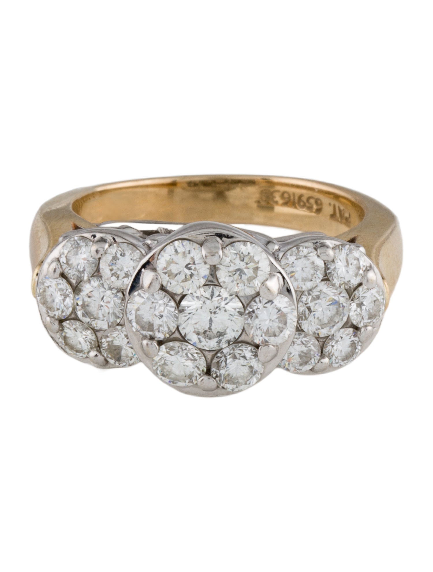 Ring 14K 1.89ctw Diamond Triple Cluster Ring