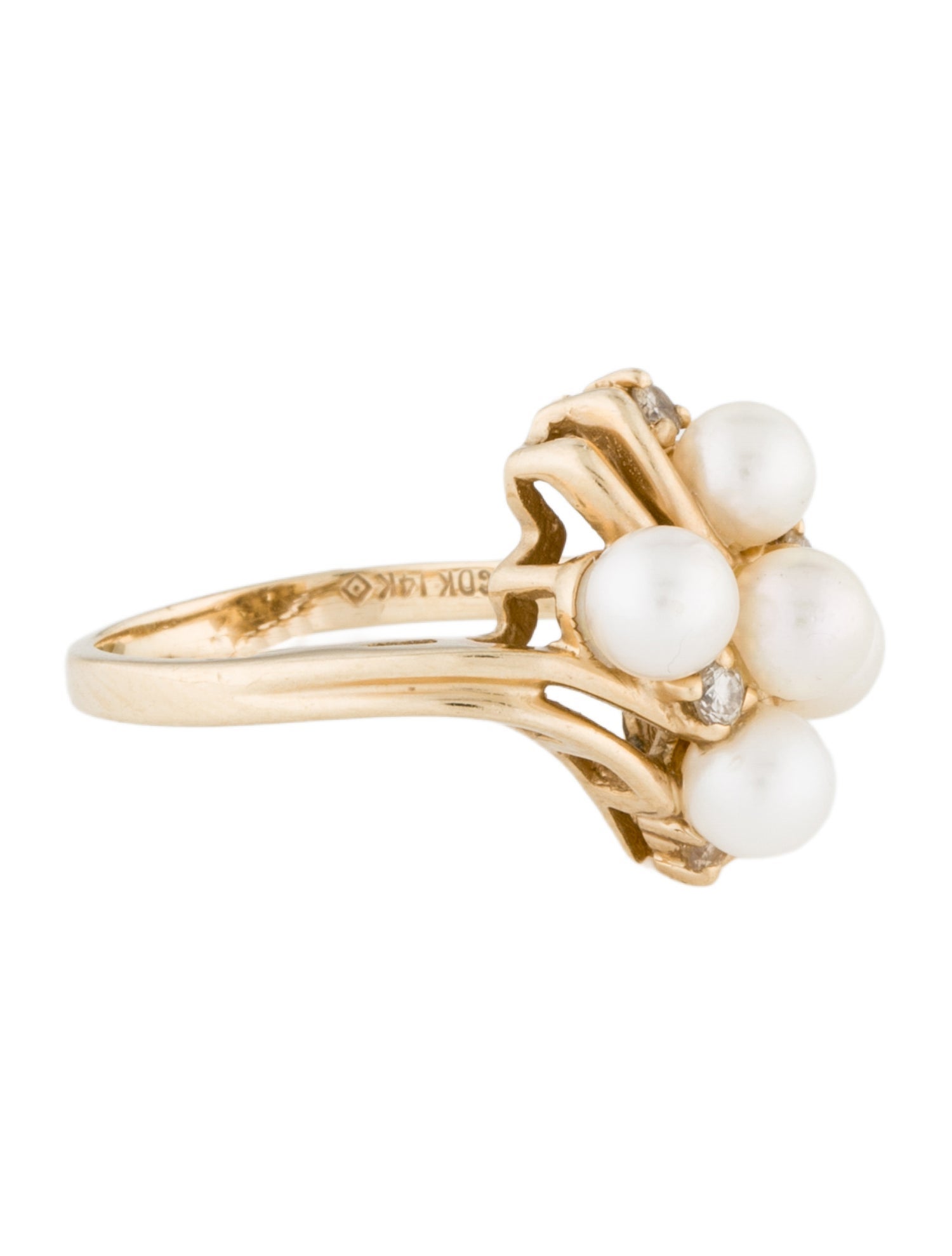 Ring 14K Pearl & Diamond Cocktail Ring