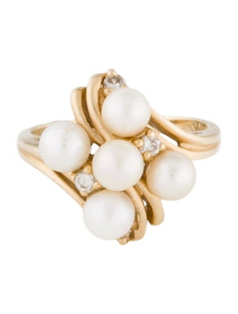 Ring 14K Pearl & Diamond Cocktail Ring