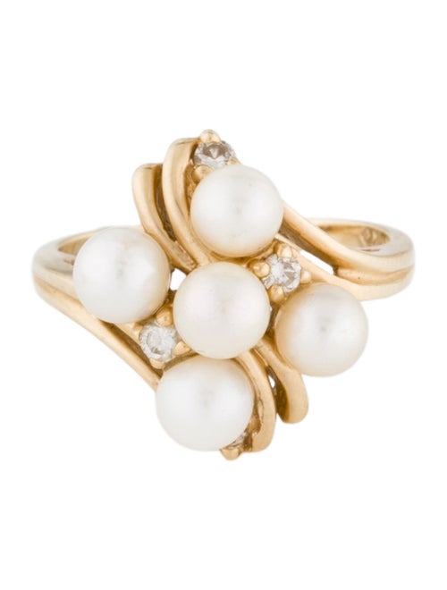 Ring 14K Pearl & Diamond Cocktail Ring