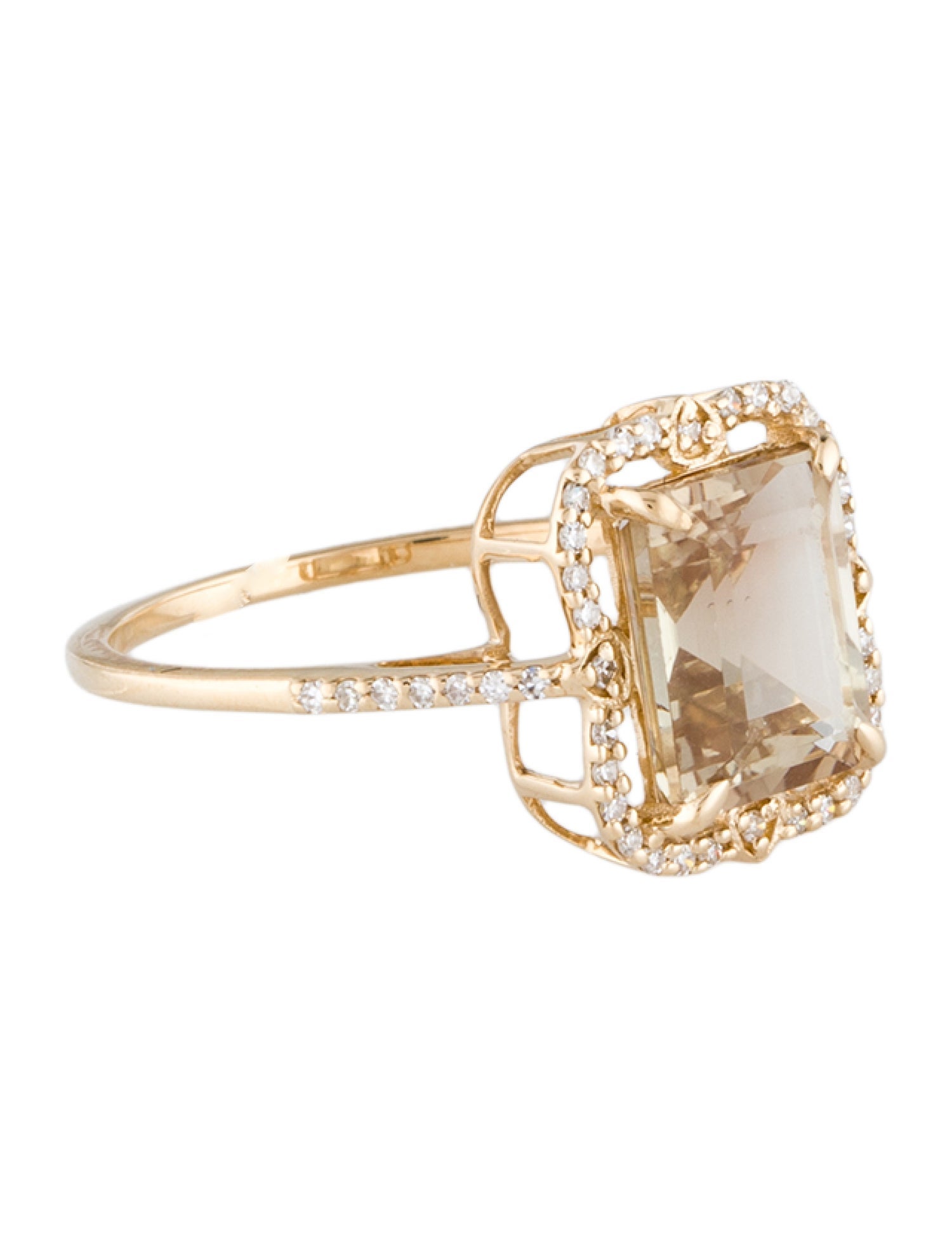 Ring 14K 2.18ct Felspar & Diamond Cocktail