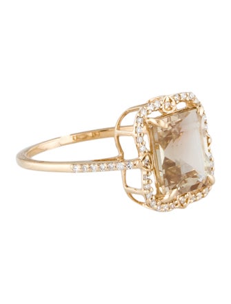 Ring 14K 2.18ct Felspar & Diamond Cocktail Ring