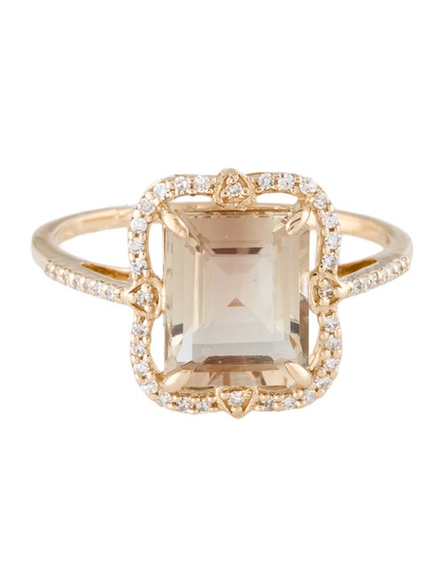 Ring 14K 2.18ct Felspar & Diamond Cocktail Ring