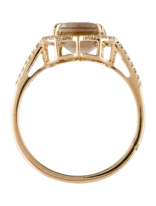 Ring 14K 2.18ct Felspar & Diamond Cocktail Ring