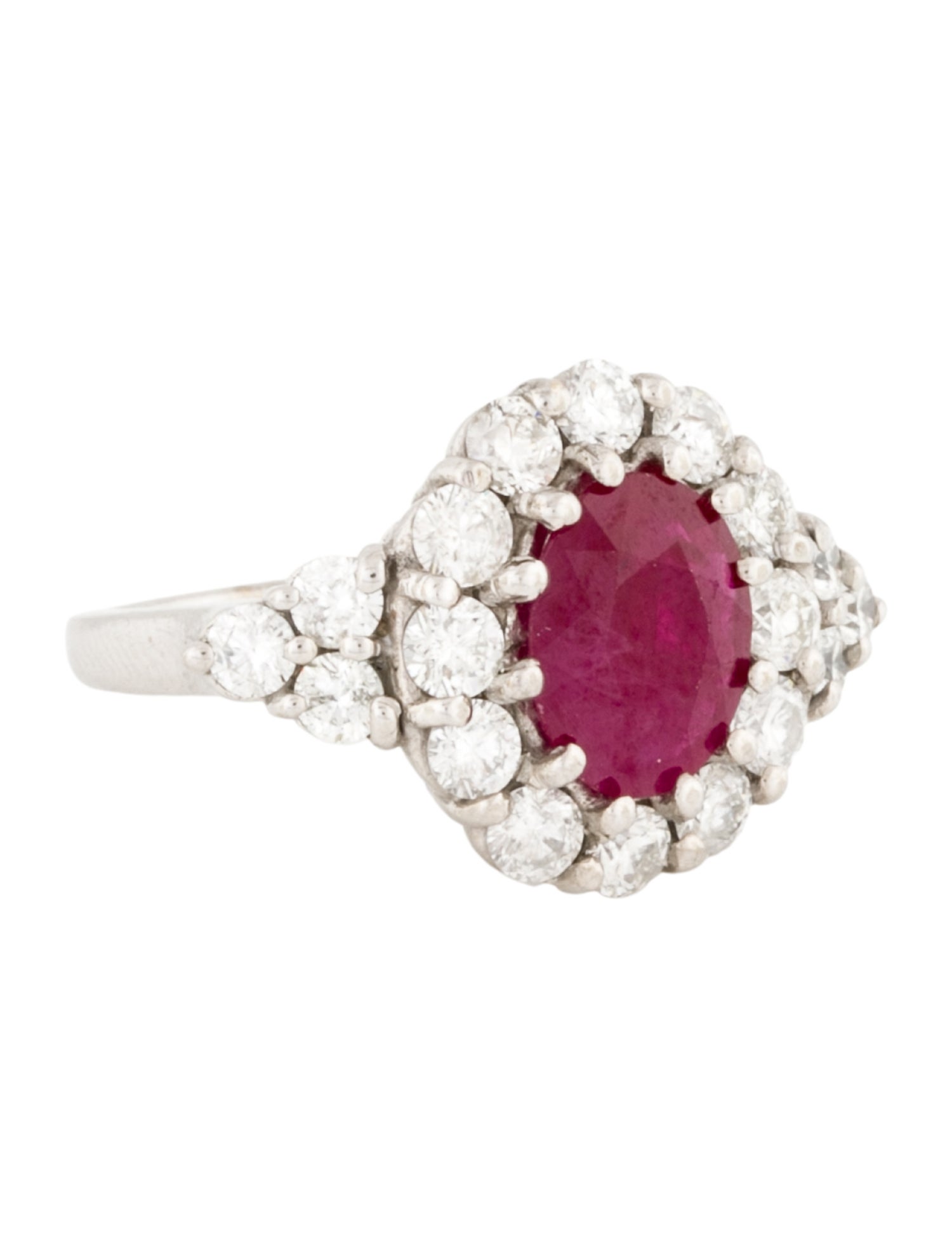 Ring 14K Ruby & Diamond Halo Cocktail