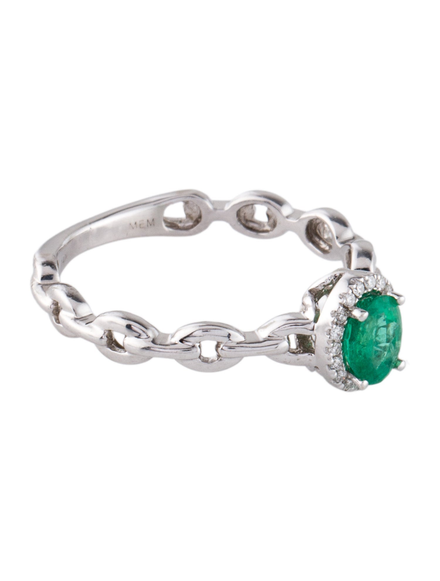 Ring 14K Emerald & Diamond Cocktail
