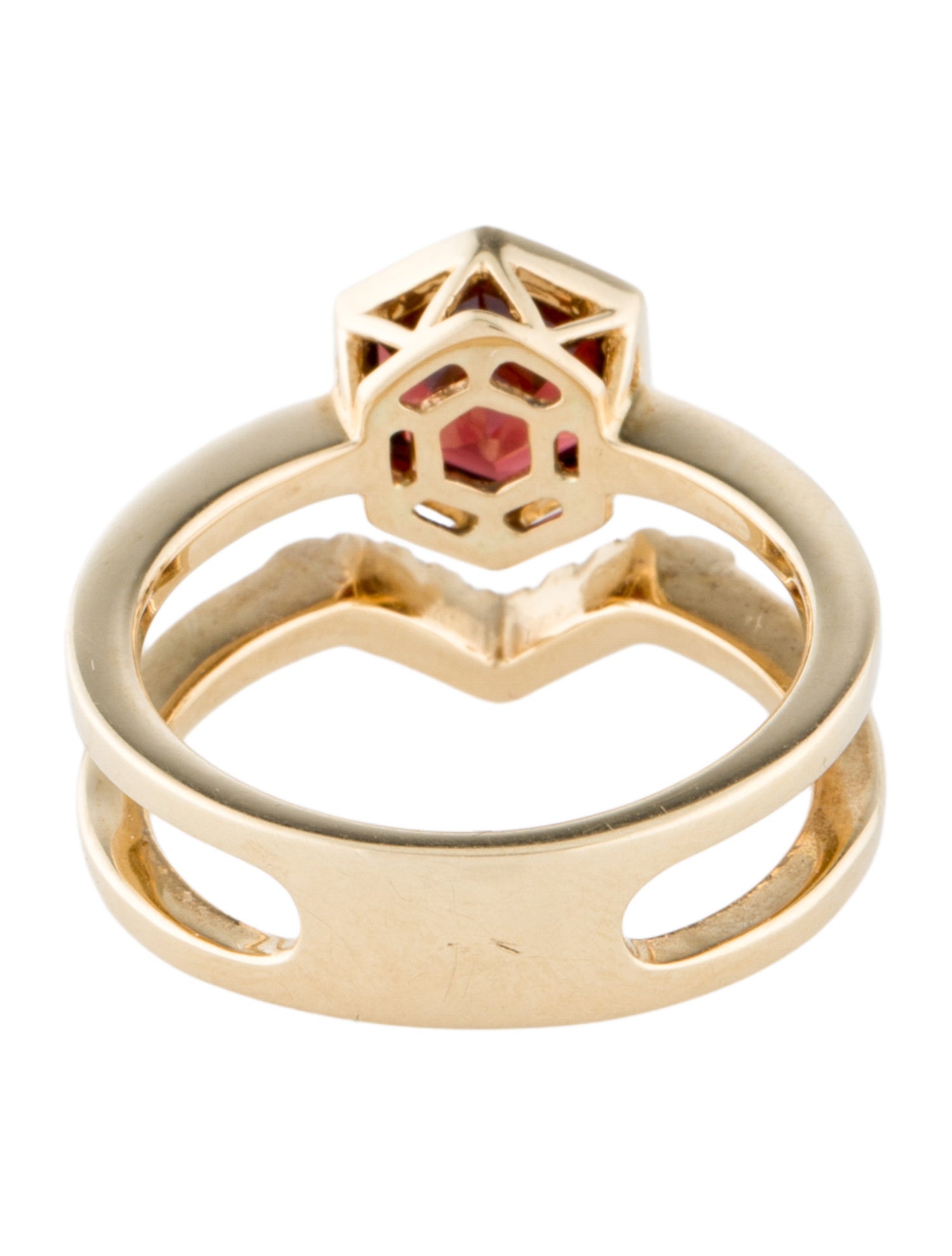 Ring Parle 14K Garnet & Diamond Hexagonal Cocktail Ring