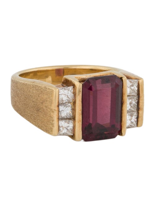 Ring 18K Rhodolite Garnet & Diamond Cocktail Ring