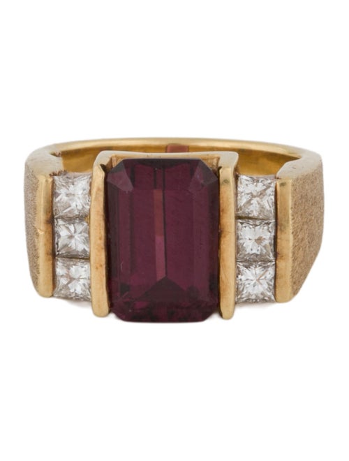 Ring 18K Rhodolite Garnet & Diamond Cocktail Ring