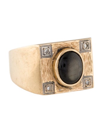 Ring 14K 2.43ct Star Sapphire & Diamond Cocktail Ring