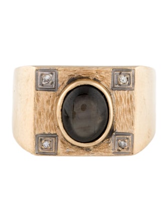 Ring 14K 2.43ct Star Sapphire & Diamond Cocktail Ring