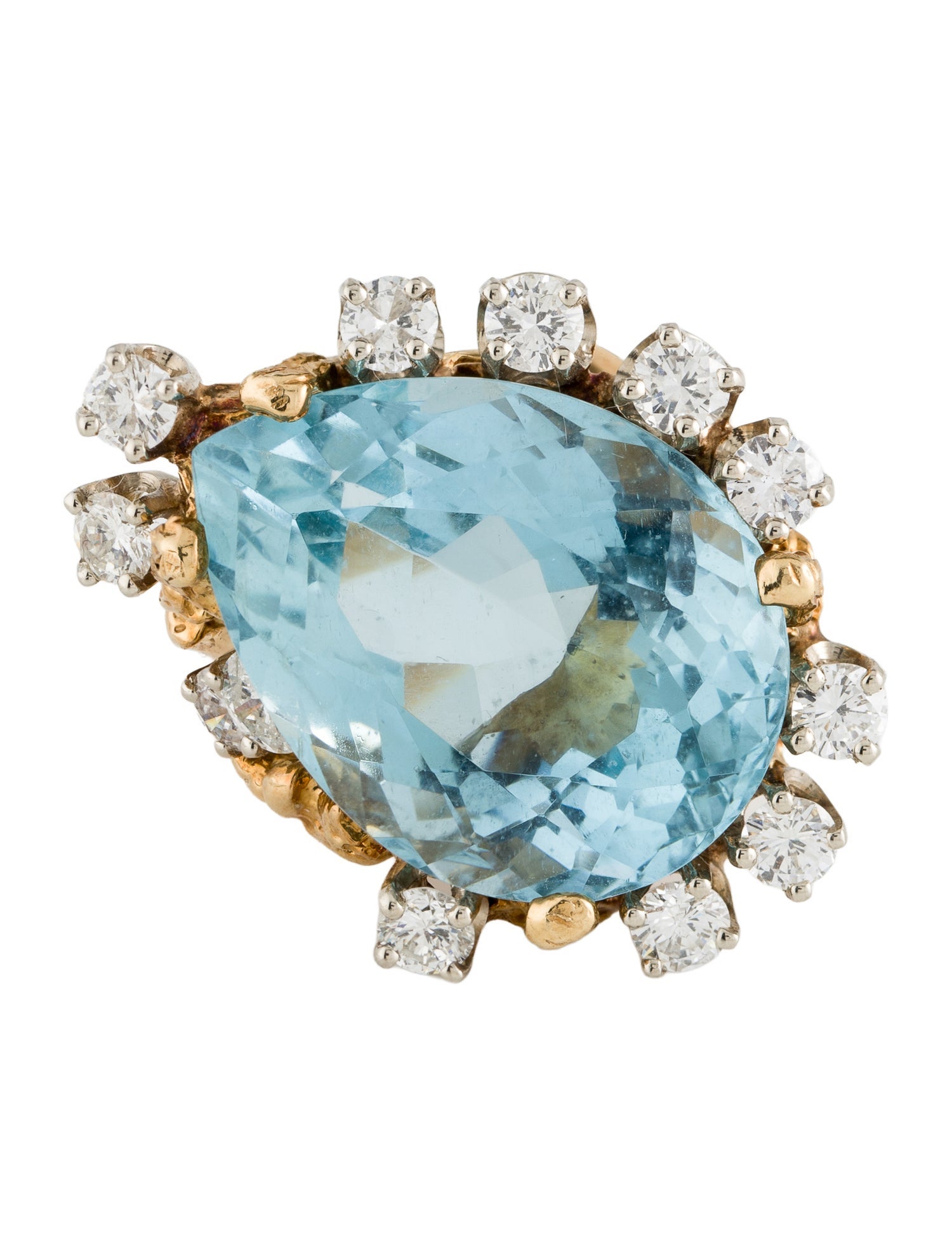 Ring 18K 20.41ctw Aquamarine & 1.77ctw Diamond Cocktail Ring