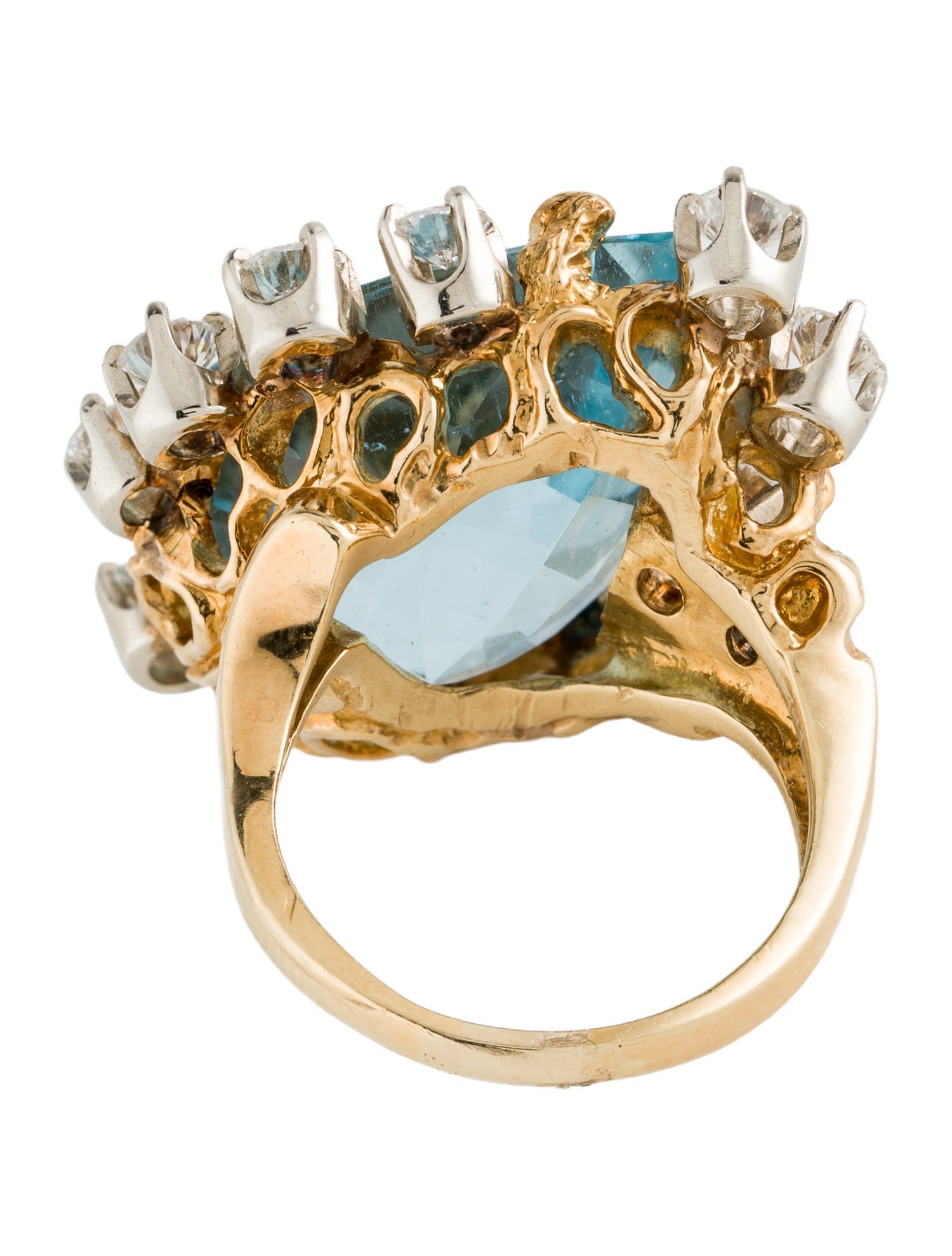 Ring 18K 20.41ctw Aquamarine & 1.77ctw Diamond Cocktail Ring