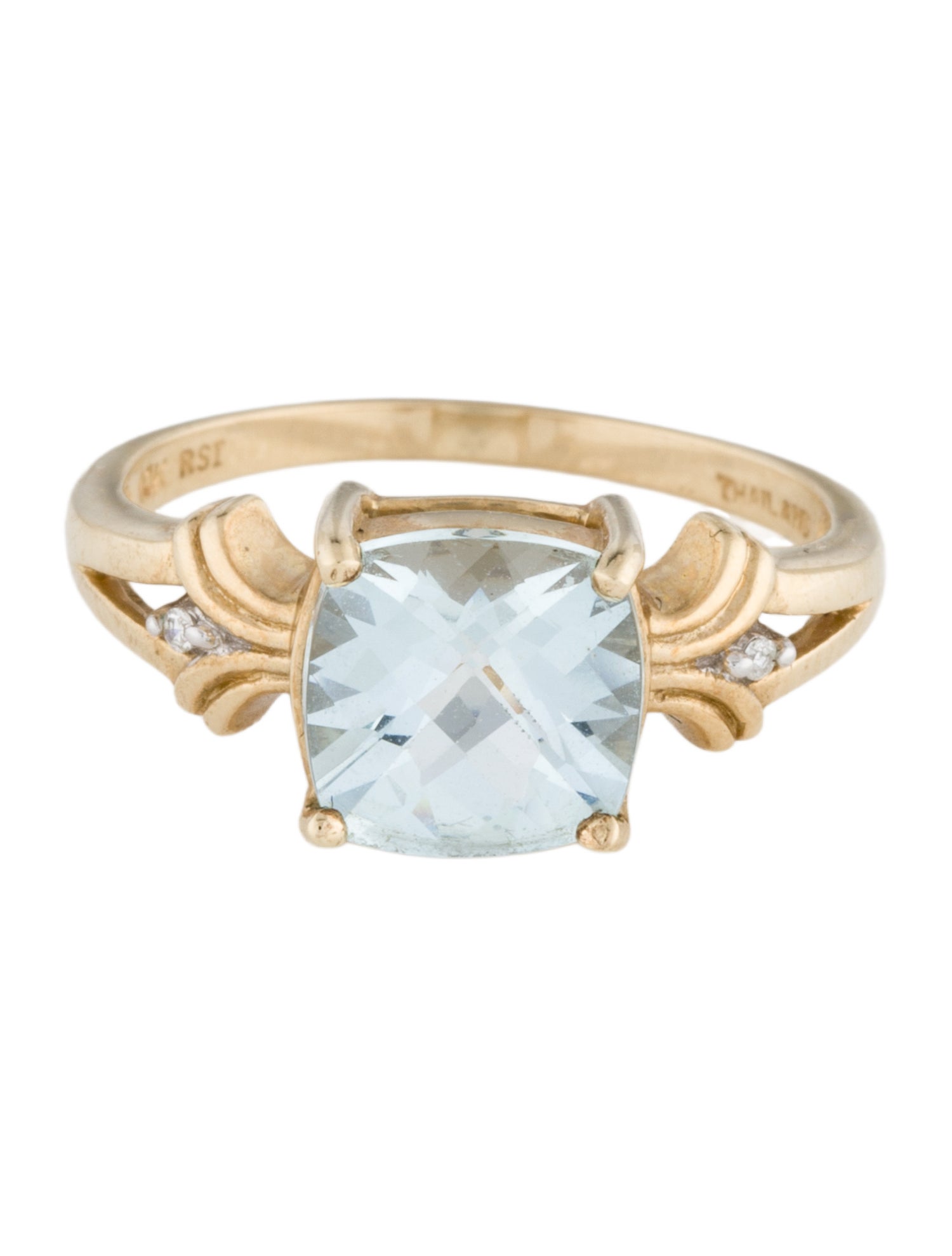 Ring 10K Aquamarine & Diamond Cocktail Ring