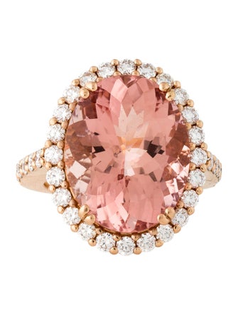 Ring 18K 12.99ct Morganite & Diamond Cocktail Ring