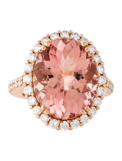 Ring 18K 12.99ct Morganite & Diamond Cocktail Ring