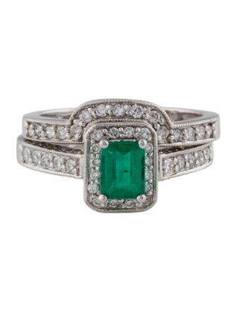 Ring 14K Emerald & Diamond Ring Set
