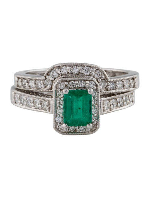 Ring 14K Emerald & Diamond Ring Set
