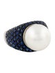 Ring 18K Pearl & Sapphire Cocktail Ring