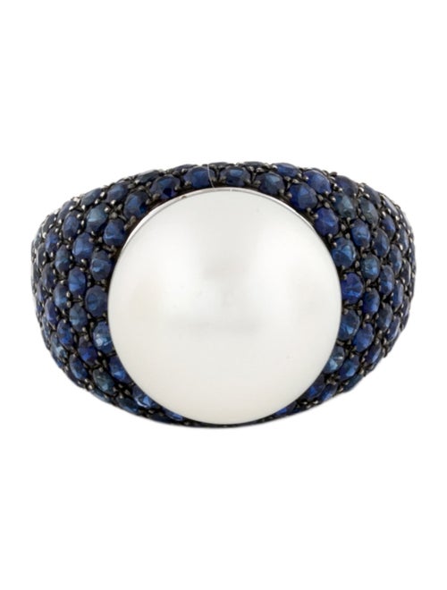 Ring 18K Pearl & Sapphire Cocktail Ring