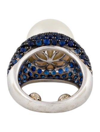 Ring 18K Pearl & Sapphire Cocktail Ring