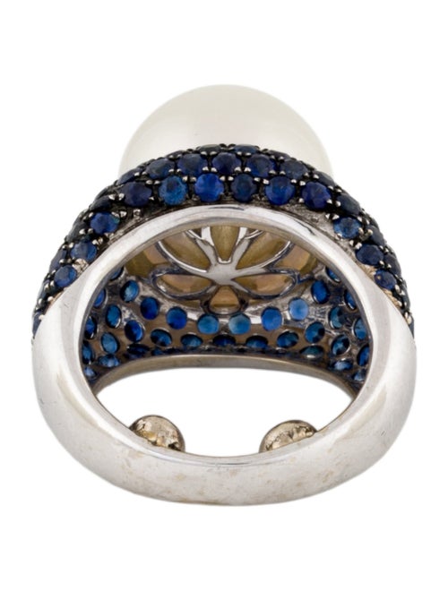 Ring 18K Pearl & Sapphire Cocktail Ring