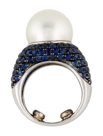 Ring 18K Pearl & Sapphire Cocktail Ring