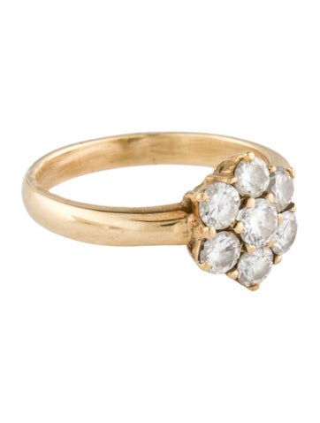Ring Cocktail 14K Diamond Floral 5.75