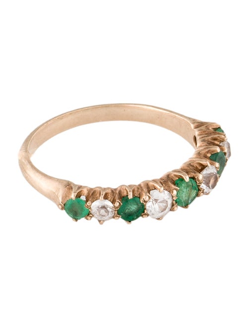 Ring 10K Emerald & Diamond Band