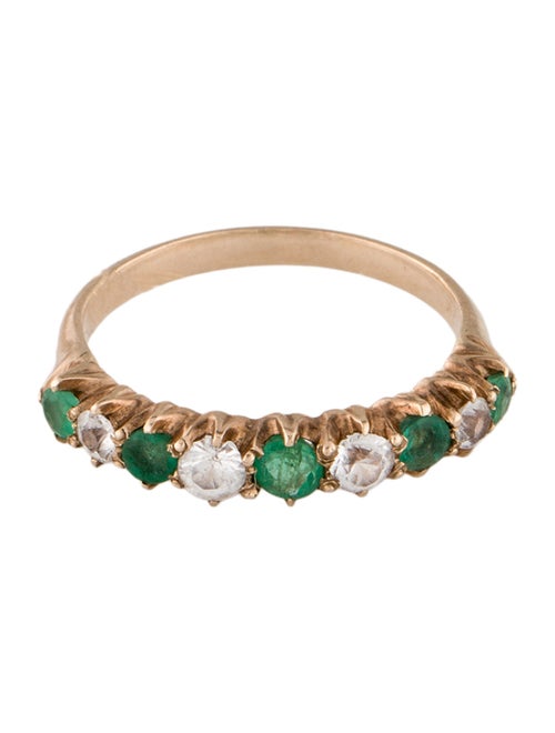 Ring 10K Emerald & Diamond Band