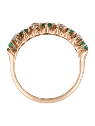 Ring 10K Emerald & Diamond Band